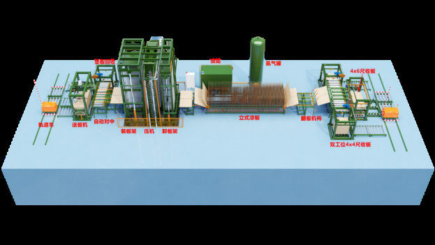 30-Layer Hot Press Production Line For Floor Coveredby Veneer
